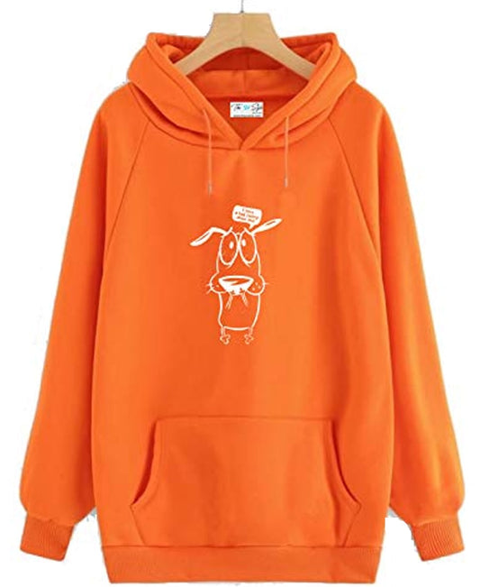 SXV Style ORANGE hoodie with White PRINT: OGGY CARTOON/Hoodie for men & women