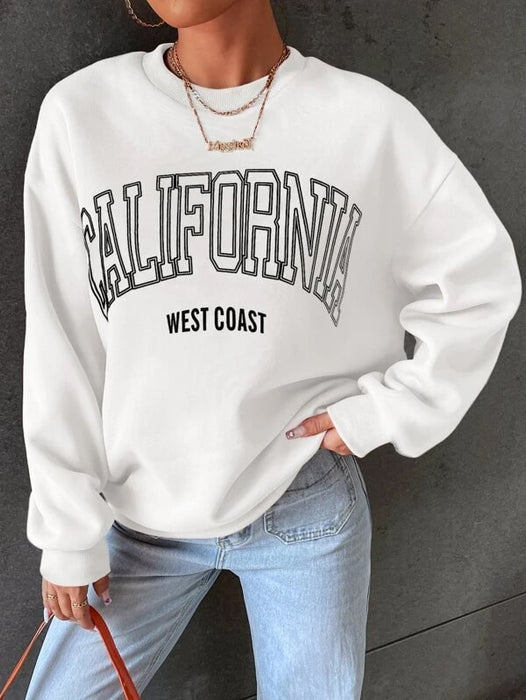 SXV  'CALIFORNIA WEST COAST’ Printed Cool Aesthetic Drop Shoulder Oversized Sweatshirt