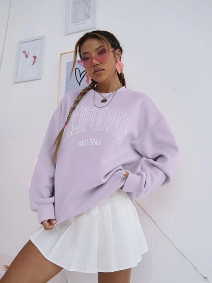 SXV  'CALIFORNIA WEST COAST’ Printed Cool Aesthetic Drop Shoulder Oversized Sweatshirt