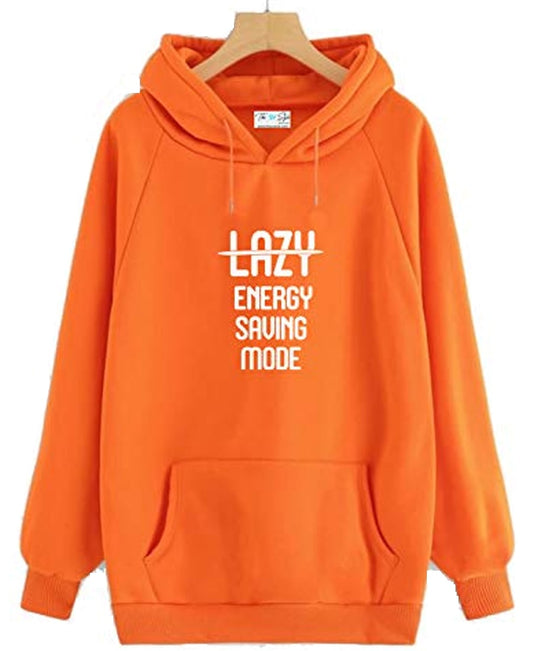 SXV Style ORANGE hoodie with White PRINT: LAZY ENERGY SAVING MODE/Hoodie for men & women