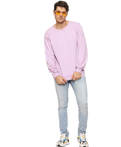 SXV Solid Purple Pullover Round Neck Sweatshirt