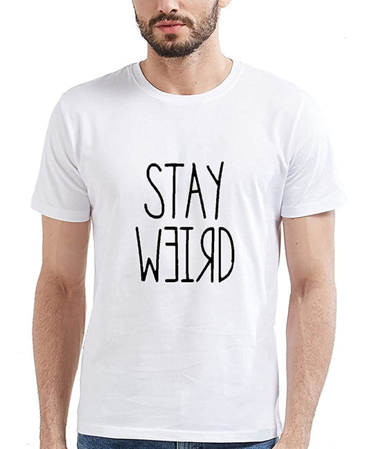 SXV Printed Black and White Cotton Tshirt for Men and Women: Stay Weird