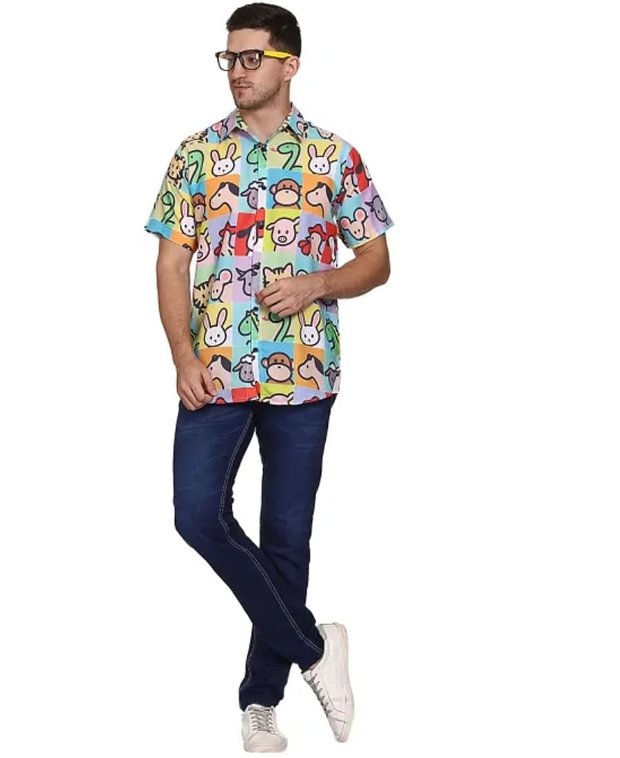 SXV Men's Cotton Rayon Digital Printed Half Sleeves Shirt (lowest price-non returnable)