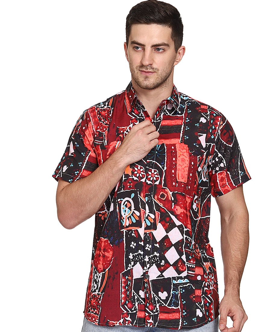 SXV Men's Cotton Rayon Digital Printed Half Sleeves Shirt 117(lowest price-non returnable)