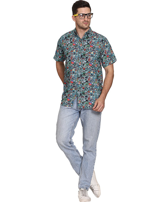 SXV Men's Cotton Rayon Digital Printed Half Sleeves Shirt 119(lowest price-non returnable)