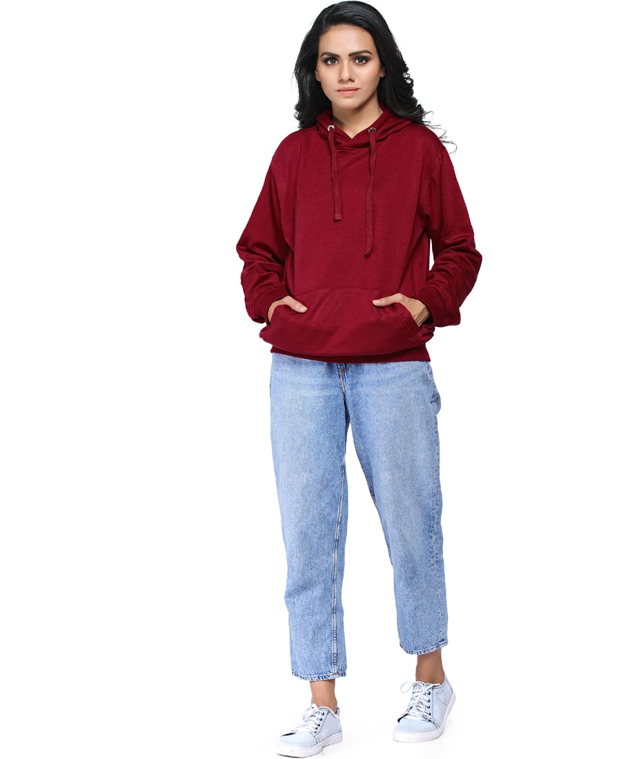 SXV Solid Plain Sweatshirt Hoodie for Men & Women (Maroon)