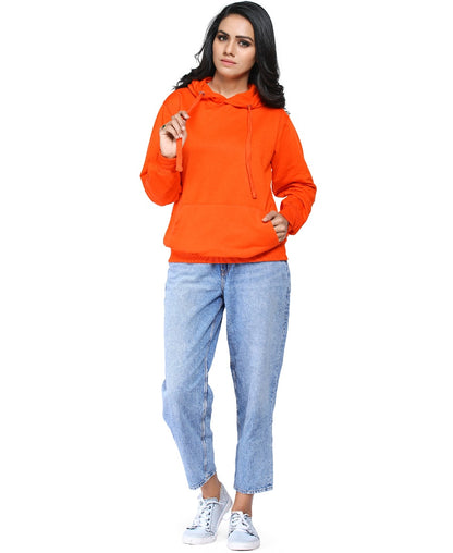 SXV Solid Plain Sweatshirt Hoodie for Men & Women (Orange)