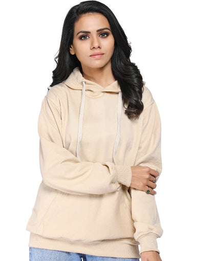 SXV Solid Plain Sweatshirt Hoodie for Men & Women (Cream)