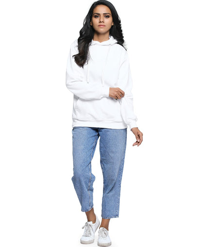 SXV Solid Plain Sweatshirt Hoodie for Men and Women (White)