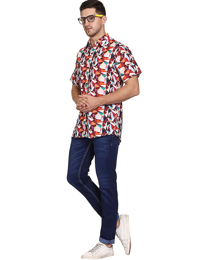 SXV Men's Cotton Rayon Digital Printed Half Sleeves Shirt 114(lowest price-non returnable)