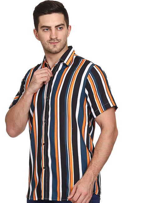 SXV Men's Cotton Rayon Digital Printed Half Sleeves Shirt (Lining)(lowest price-non returnable)