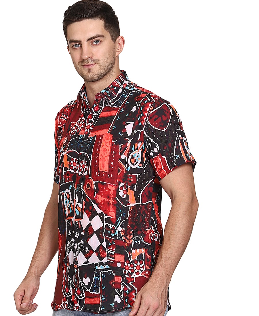 SXV Men's Cotton Rayon Digital Printed Half Sleeves Shirt 117(lowest price-non returnable)