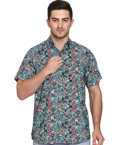 SXV Men's Cotton Rayon Digital Printed Half Sleeves Shirt 119(lowest price-non returnable)