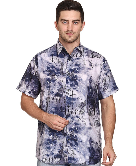 SXV Men's Cotton Rayon Digital Printed Half Sleeves Shirt 120(lowest price-non returnable)