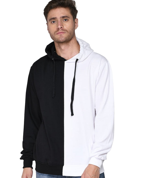 SXV Solid COLOURBLOCKED Sweatshirt Hoodie for Men & Women (Black.White)