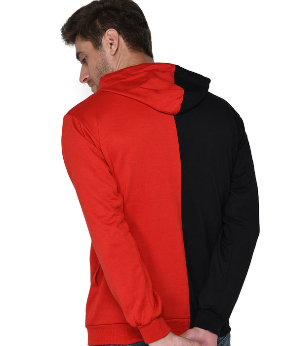 SXV Solid COLOURBLOCKED Sweatshirt Hoodie for Men & Women (Black.RED)