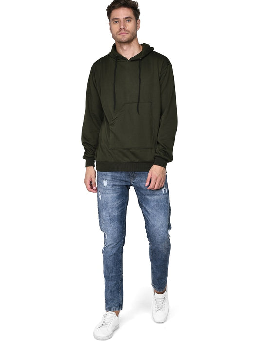 SXV Solid Sweatshirt Hoodie for Men & Women (OliveGreen)