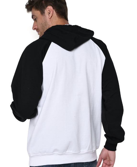 SXV Solid COLOURBLOCKED Striped Sweatshirt Hoodie for Men & Women (White,Black)