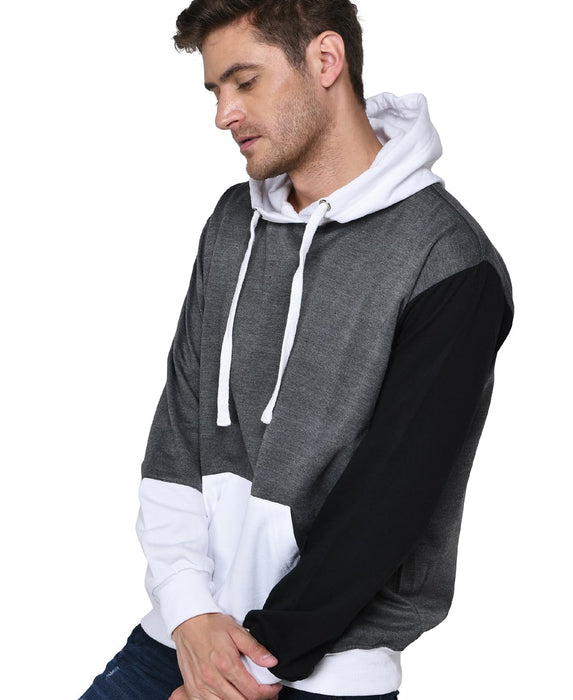 SXV Solid COLOURBLOCKED Sweatshirt Hoodie for Men & Women (Black,CHARCOLGREY,White)