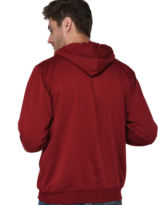 SXV Solid Plain Zipper Sweatshirt Hoodie for Men & Women (Maroon)