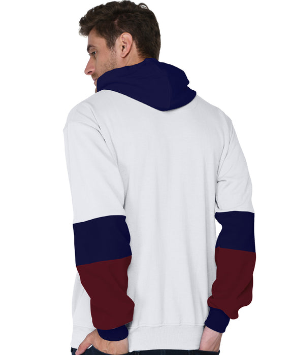 SXV Solid COLOURBLOCKED Sweatshirt Hoodie for Men & Women (Blue.White,Maroon)