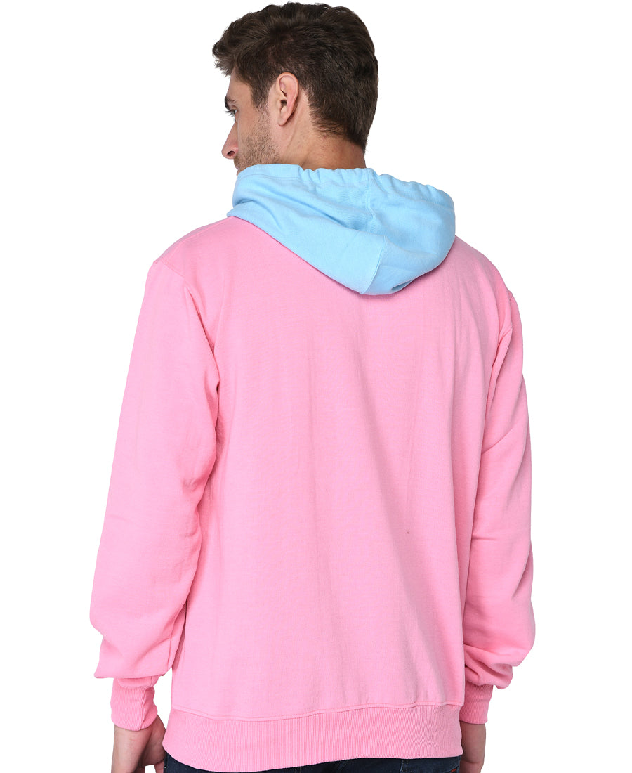 SXV Solid COLOURBLOCKED Sweatshirt Hoodie for Men & Women (Pink,AQUABLUE)