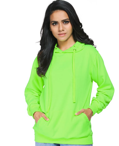 SXV Solid Plain Sweatshirt Hoodie for Men & Women (NEON Green)(LOWEST PRICE-NON RETURNABLE)