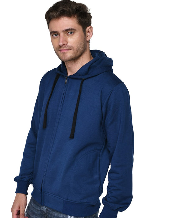 SXV Solid Plain Zipper Sweatshirt Hoodie for Men & Women (Teal Blue)