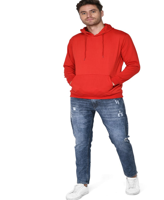 SXV Solid Plain Sweatshirt Hoodie for Men & Women (RED)