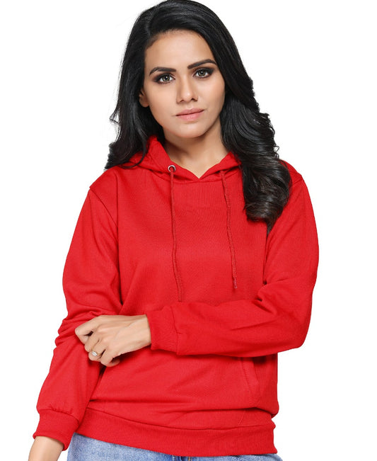 SXV Solid Plain Sweatshirt Hoodie for Men & Women (RED)