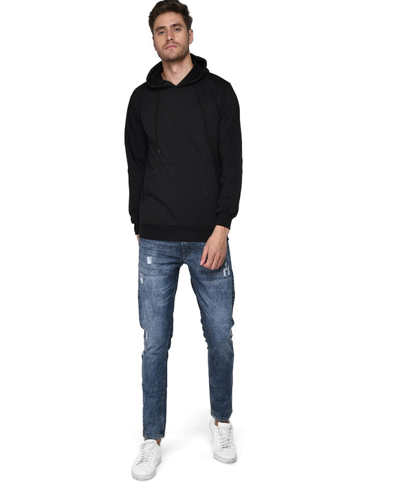 SXV Solid Plain Sweatshirt Hoodie for Men & Women (Black)