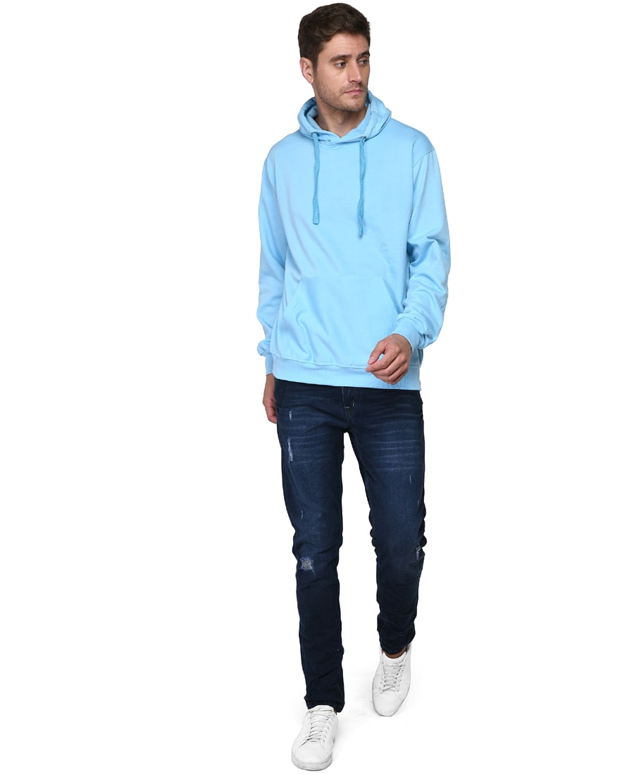 SXV Solid Plain Sweatshirt Hoodie for Men and Women (AQUABLUE)