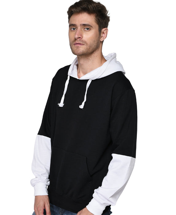 SXV Solid COLOURBLOCKED Sweatshirt Hoodie for Men & Women (Black & White)