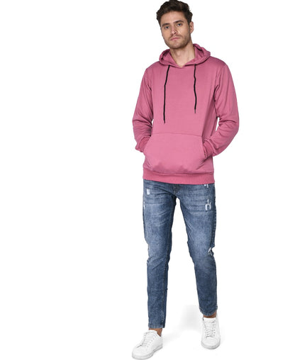 SXV Solid Plain Sweatshirt Hoodie for Men & Women (Dustypink)(LOWEST PRICE-NON RETURNABLE)