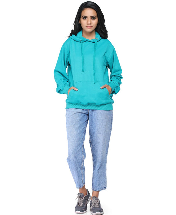 SXV Solid Plain Sweatshirt Hoodie for Men & Women (Turquoise Green)