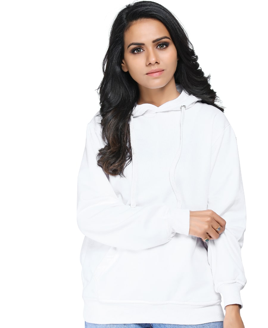 SXV Solid Plain Sweatshirt Hoodie for Men and Women (White)