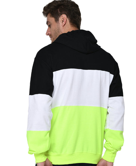 SXV Solid COLOURBLOCKED Sweatshirt Hoodie for Men & Women (Black.White,Neongreen)