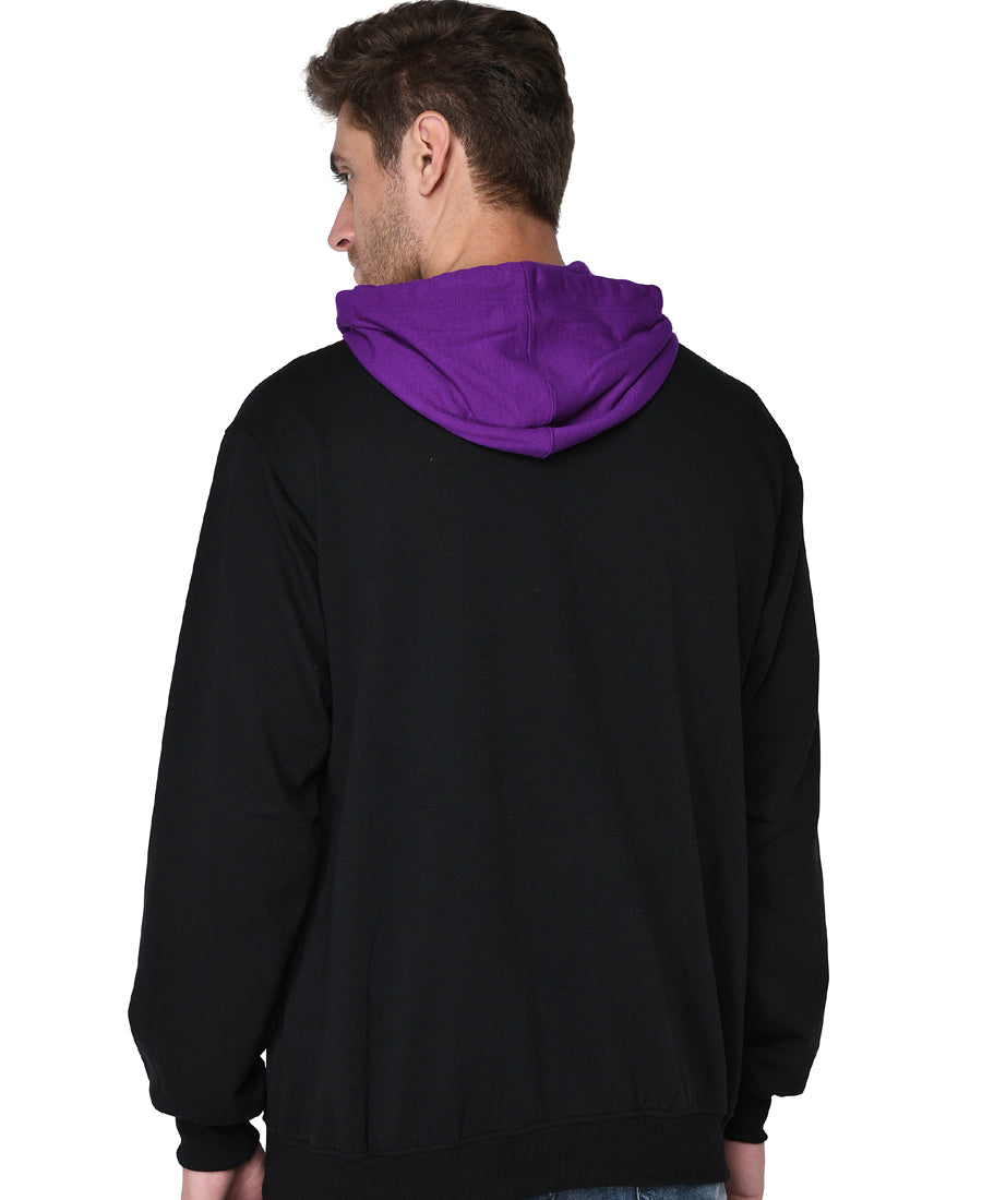 SXV Solid COLOURBLOCKED Sweatshirt Hoodie for Men & Women (Black & Purple)