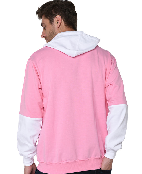 SXV Solid COLOURBLOCKED Sweatshirt Hoodie for Men & Women (Pink.White)