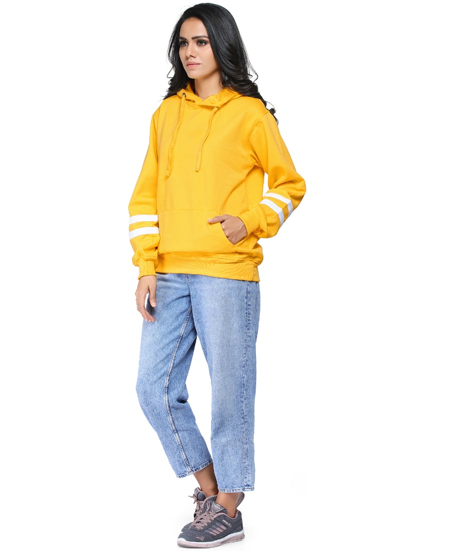 SXV Solid COLOURBLOCKED Sweatshirt Hoodie for Men & Women (Yellow.White)