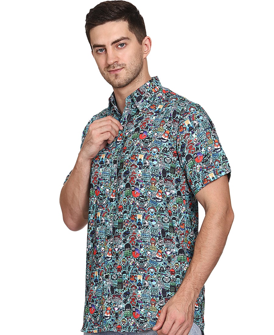 SXV Men's Cotton Rayon Digital Printed Half Sleeves Shirt 119(lowest price-non returnable)