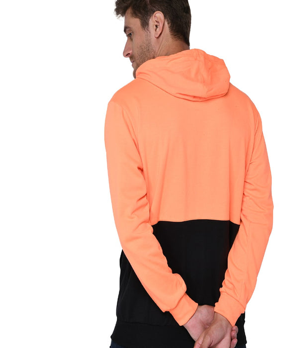 SXV Solid COLOURBLOCKED Sweatshirt Hoodie for Men & Women (Black & Orange)