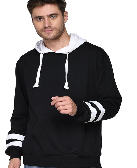 SXV Solid COLOURBLOCKED Sweatshirt Hoodie for Men & Women (Black & White)