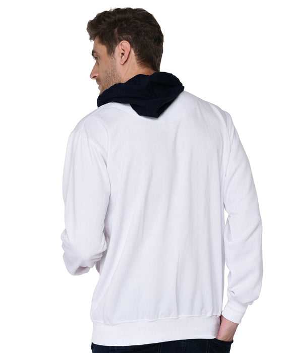 SXV Solid COLOURBLOCKED White Sweatshirt Hoodie for Men & Women