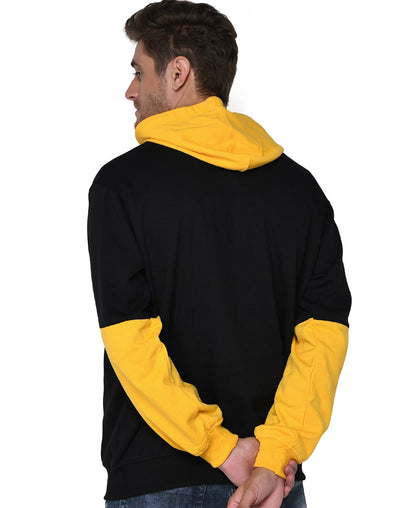 SXV Solid COLOURBLOCKED Sweatshirt Hoodie for Men & Women (Black&Yellow)