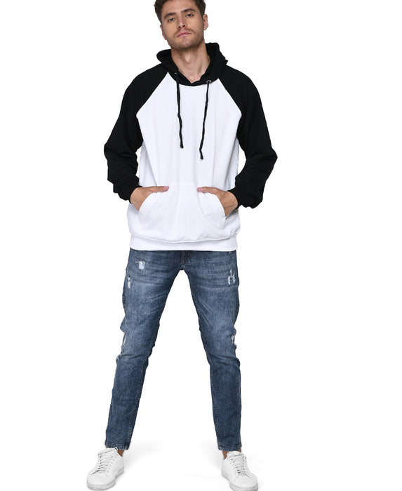 SXV Solid COLOURBLOCKED Striped Sweatshirt Hoodie for Men & Women (White,Black)