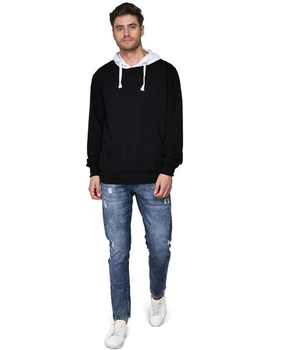 SXV Solid COLOURBLOCKED Sweatshirt Hoodie for Men & Women (Black.White)