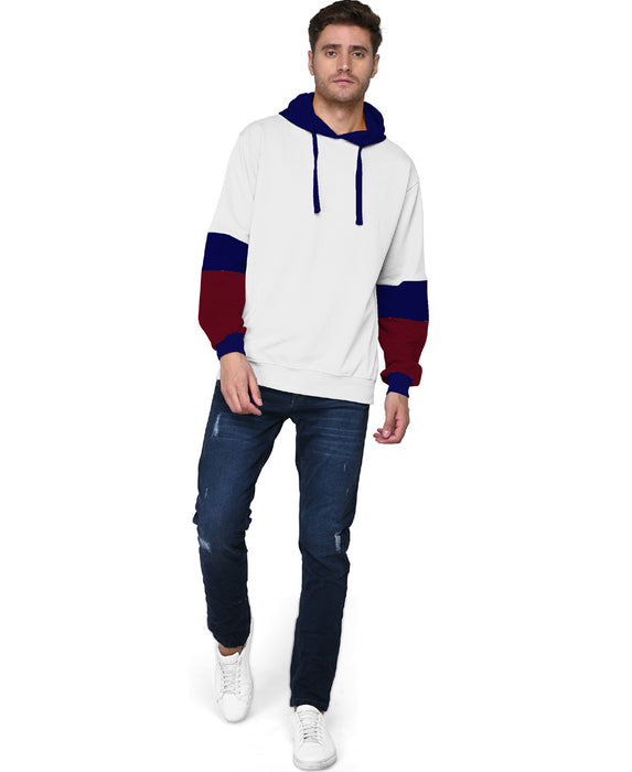 SXV Solid COLOURBLOCKED Sweatshirt Hoodie for Men & Women (Blue.White,Maroon)