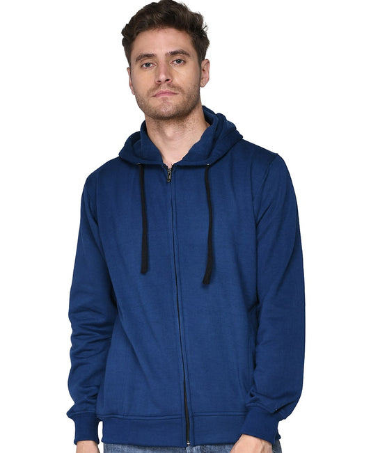 SXV Solid Plain Zipper Sweatshirt Hoodie for Men & Women (Teal Blue)