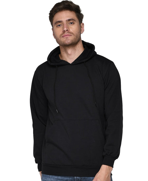 SXV Solid Plain Sweatshirt Hoodie for Men & Women (Black)